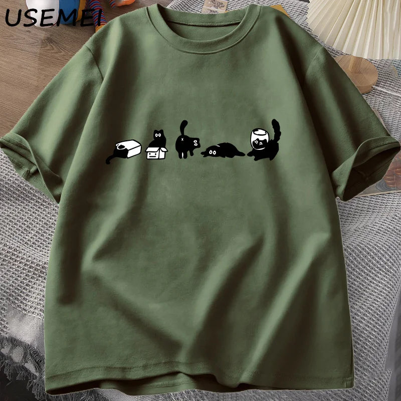 Patexy™ Five Mood Cats T-Shirts Oversized Cat Mom