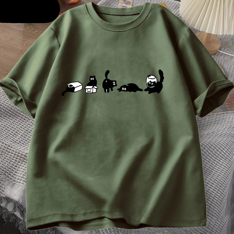 Patexy™ Five Mood Cats T-Shirts Oversized Cat Mom