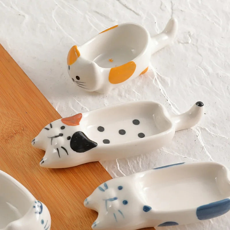 Patexy™ 1Pc Cute Little Cat Ceramic Dipping Dish Handmade