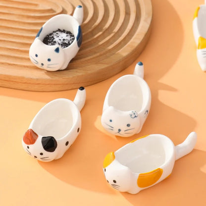 Patexy™ 1Pc Cute Little Cat Ceramic Dipping Dish Handmade