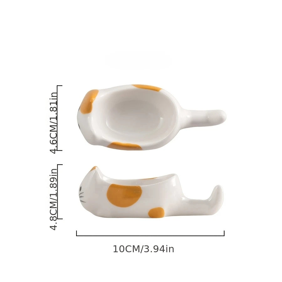 Patexy™ 1Pc Cute Little Cat Ceramic Dipping Dish Handmade