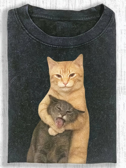 Patexy™Street Hip Hop Funny Hug Cat Pattern 