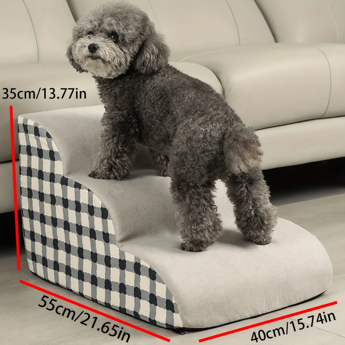 1Pc Pet Stairs for Sofa & Bed, 2/3 Step Foam Ramp for Small Senior Dogs, Portable Non-Slip Steps to Relieve Joints