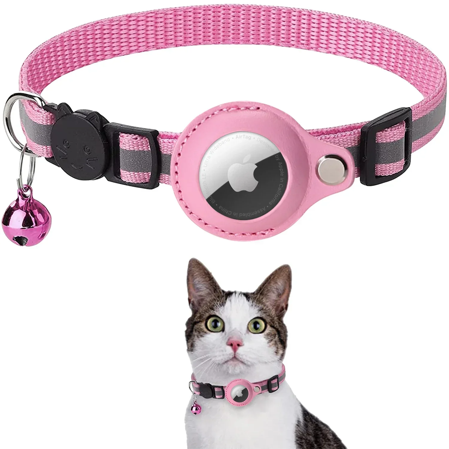 Anti-Lost AirTag Pet Collar – Reflective Protective Cover with Bell