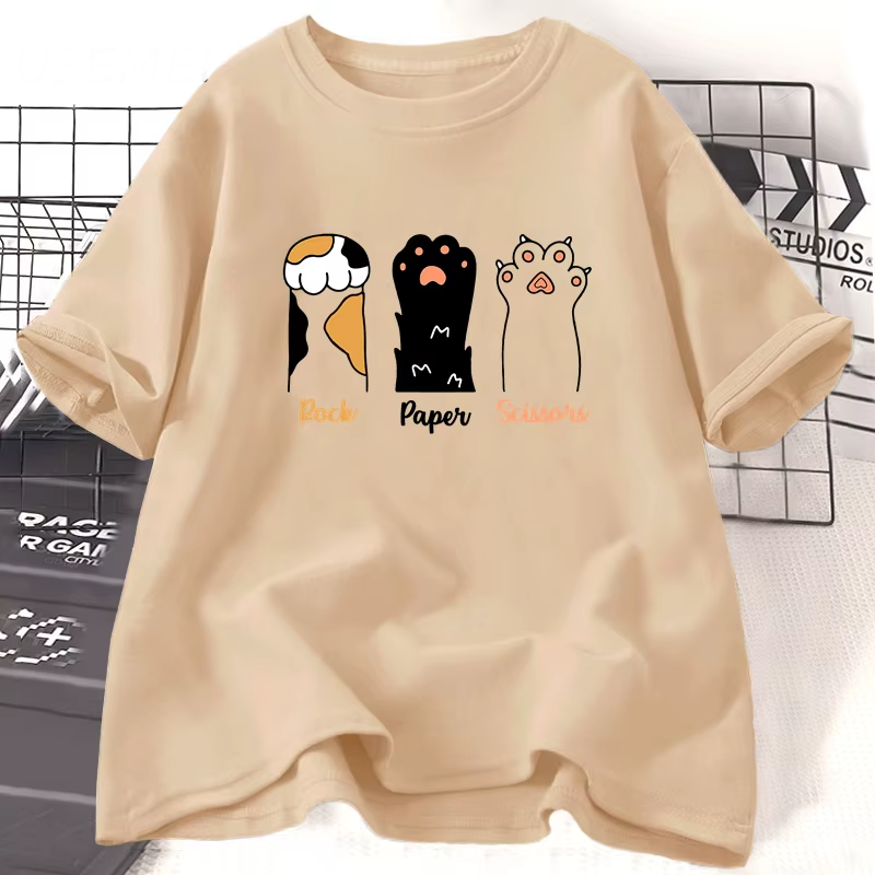 Patexy™  Rock Paper Scissors T Shirt Funny Cat 