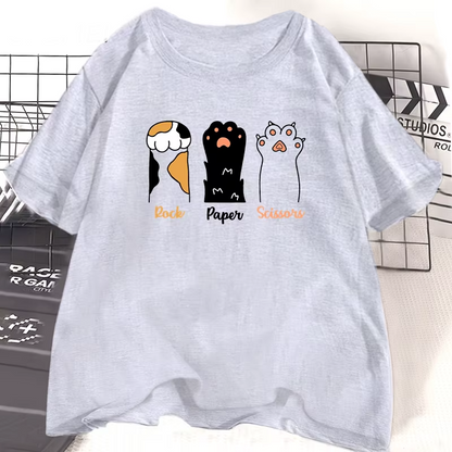 Patexy™  Rock Paper Scissors T Shirt Funny Cat 