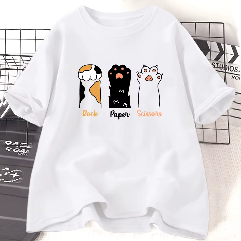 Patexy™  Rock Paper Scissors T Shirt Funny Cat 