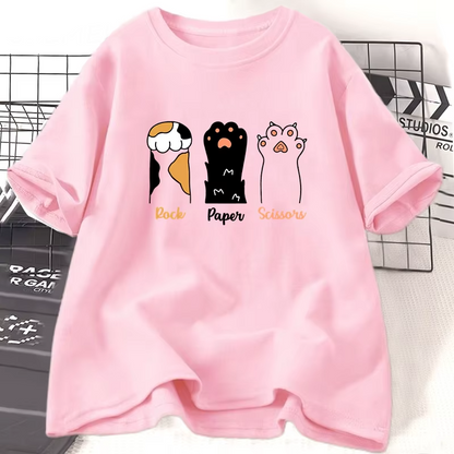 Patexy™  Rock Paper Scissors T Shirt Funny Cat 