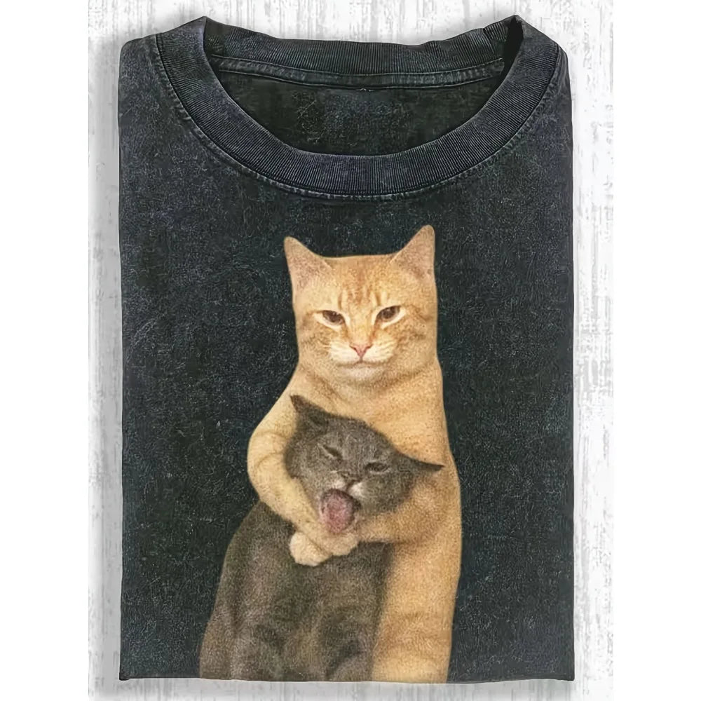 Patexy™Street Hip Hop Funny Hug Cat Pattern 