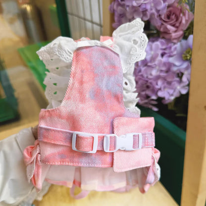 Strawberry Denim Pet Dog Accessory Pink Blue Dachshund Girl Boy Cute Doggie Harness Dress Apparel Outdoor Puppy Small Collar Cat