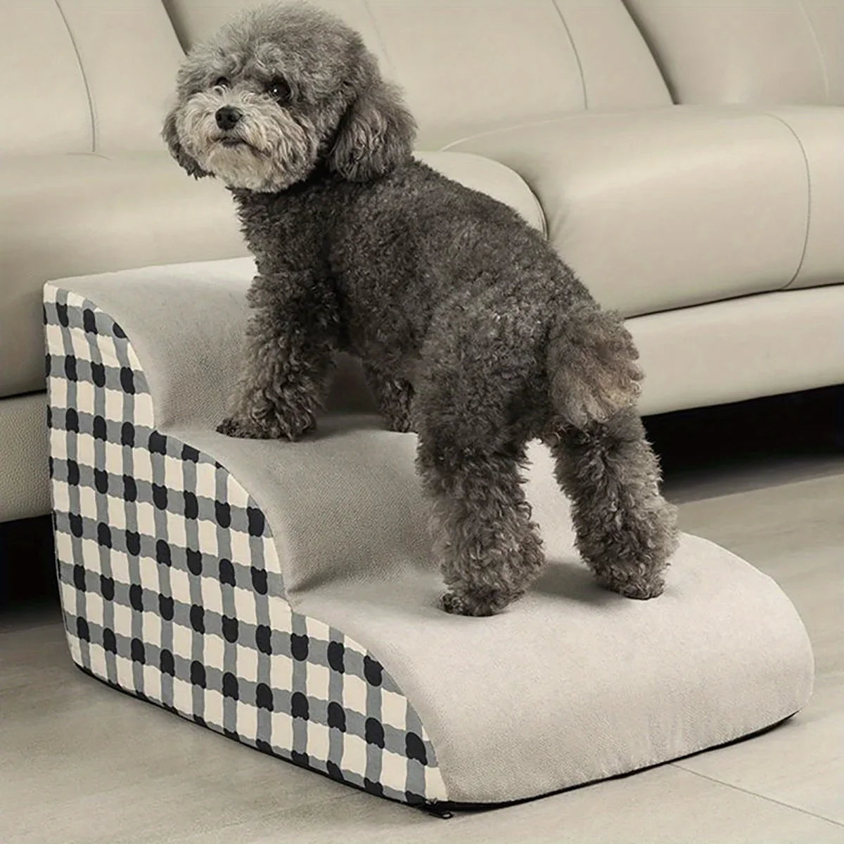 1Pc Pet Stairs for Sofa & Bed, 2/3 Step Foam Ramp for Small Senior Dogs, Portable Non-Slip Steps to Relieve Joints