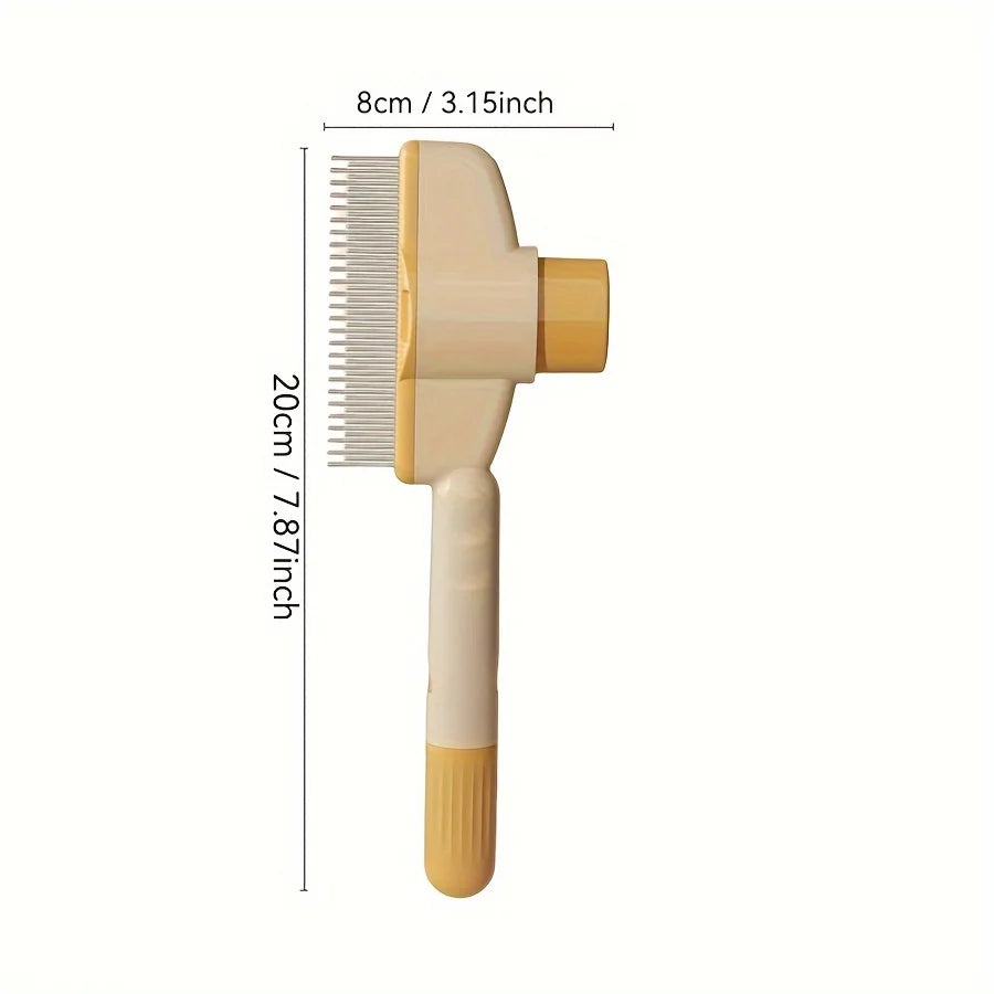 Self-Cleaning Pet Grooming Comb for Cats - Dense Teeth Detangling Brush, Lice Removal, Ergonomic Handle, Cat Brush