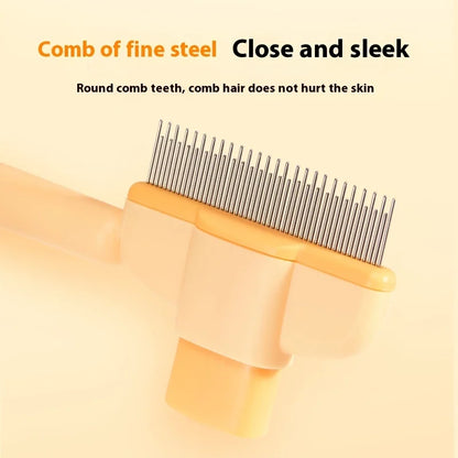Self-Cleaning Pet Grooming Comb for Cats - Dense Teeth Detangling Brush, Lice Removal, Ergonomic Handle, Cat Brush