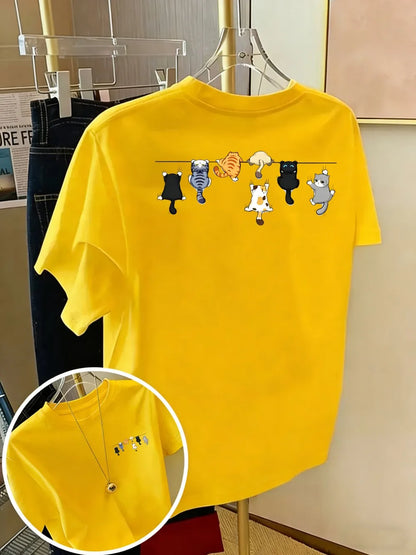 Patexy™ Cartoons Cats Prints Basic T-Shirts Summer
