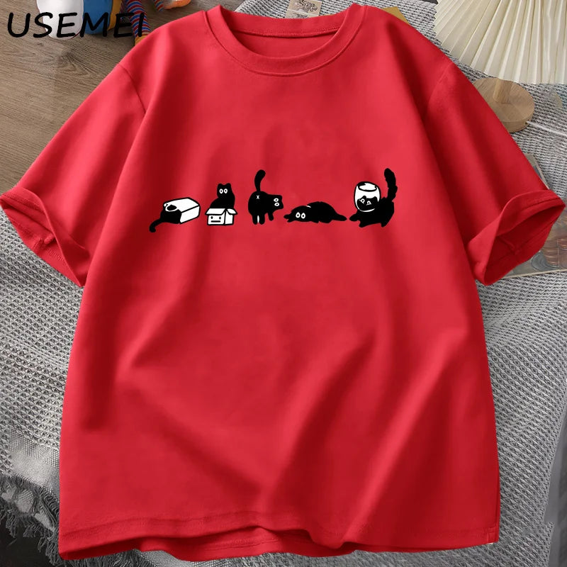 Patexy™ Five Mood Cats T-Shirts Oversized Cat Mom