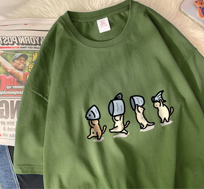 Patexy™ Four Little Cats Holding Fishcotton Unisex T-Shirts