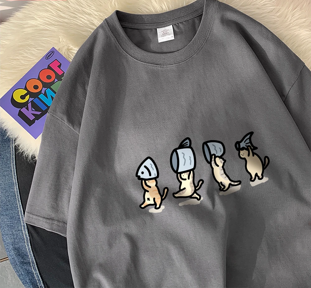 Patexy™ Four Little Cats Holding Fishcotton Unisex T-Shirts