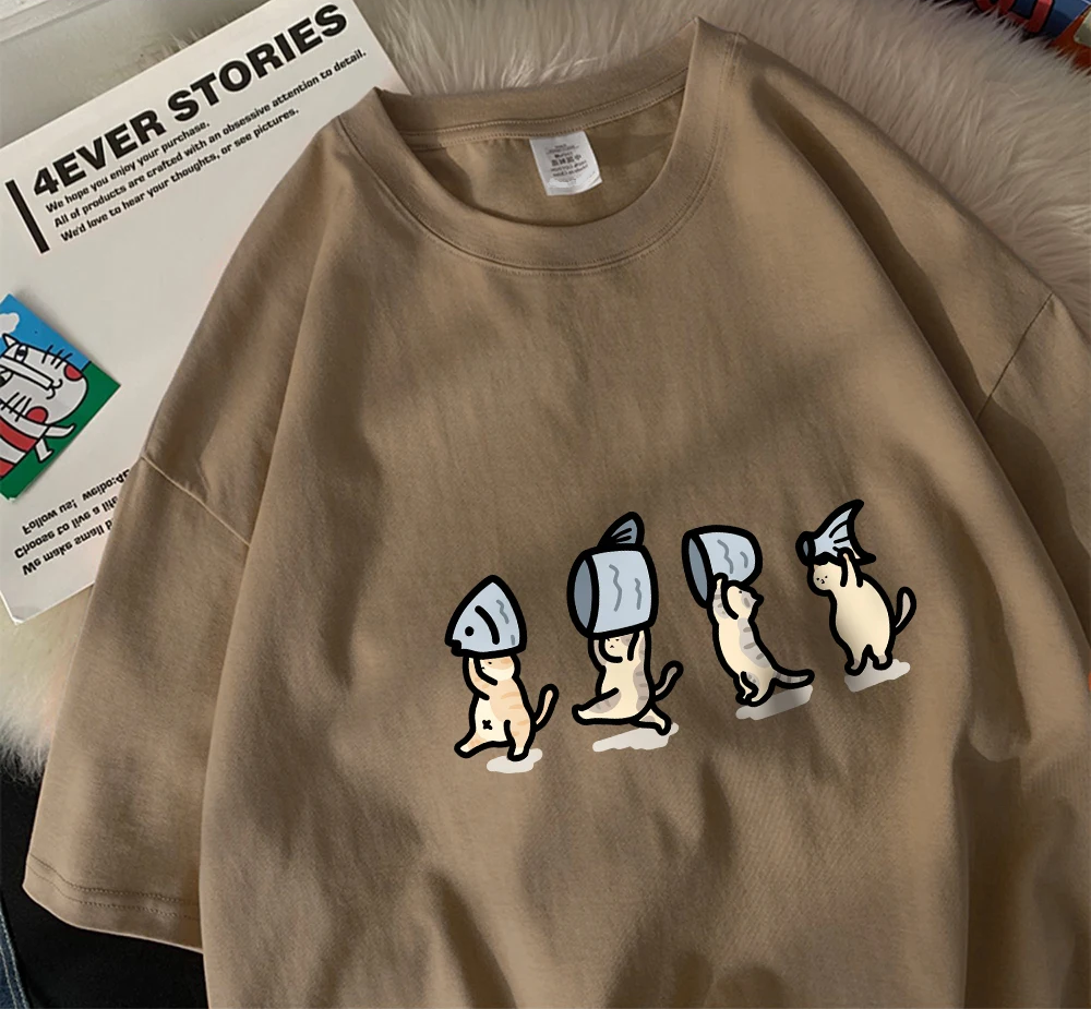 Patexy™ Four Little Cats Holding Fishcotton Unisex T-Shirts