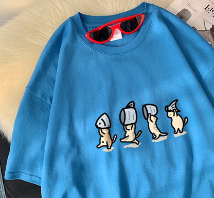 Patexy™ Four Little Cats Holding Fishcotton Unisex T-Shirts