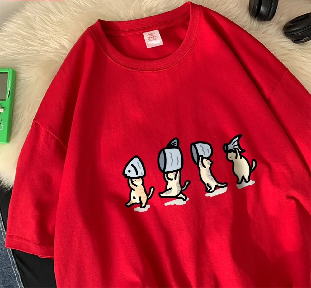 Patexy™ Four Little Cats Holding Fishcotton Unisex T-Shirts