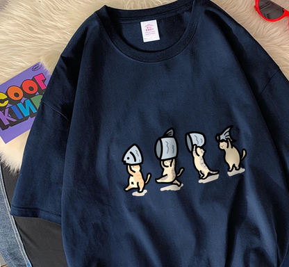Patexy™ Four Little Cats Holding Fishcotton Unisex T-Shirts