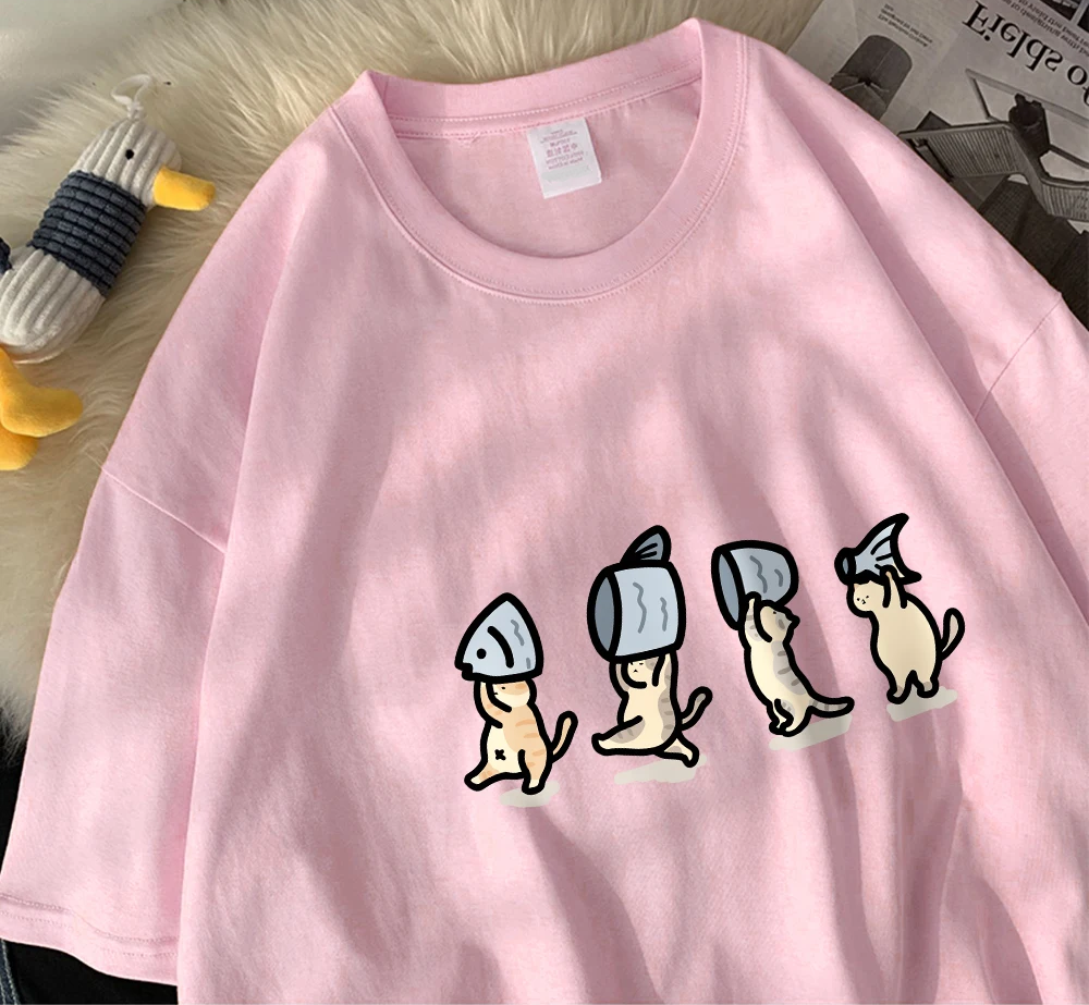 Patexy™ Four Little Cats Holding Fishcotton Unisex T-Shirts