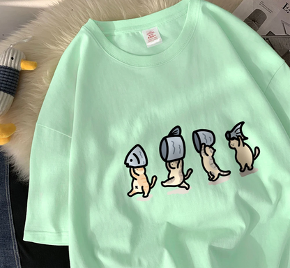 Patexy™ Four Little Cats Holding Fishcotton Unisex T-Shirts