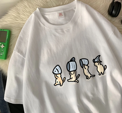 Patexy™ Four Little Cats Holding Fishcotton Unisex T-Shirts