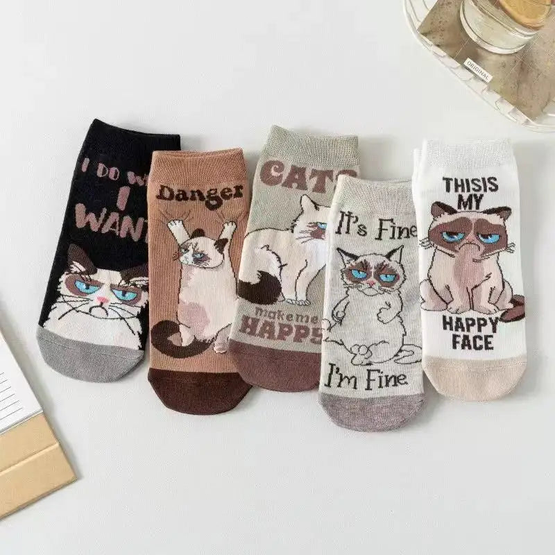 Patexy™ 5 Pairs/Pack Women`S Cartoon Dog Cat Socks