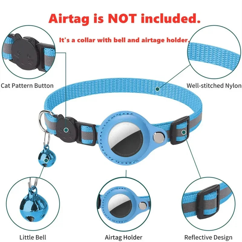 Anti-Lost AirTag Pet Collar – Reflective Protective Cover with Bell