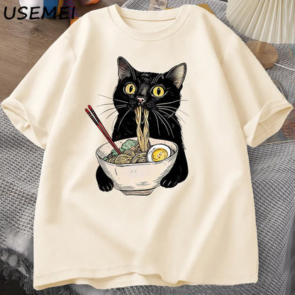 Patexy™ Noodle Ramen Cat T-Shirt Foodie Lover