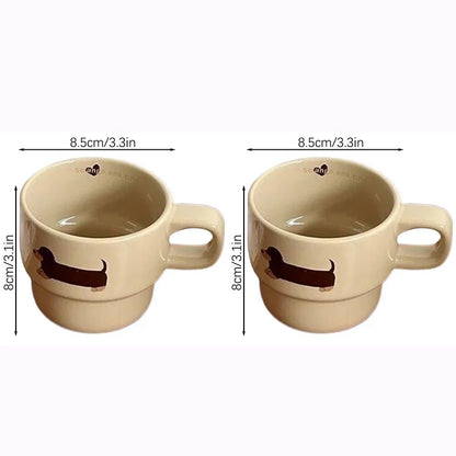 1/2Pcs Dachshunds Dog Cute Coffee Ceramic Cup 
