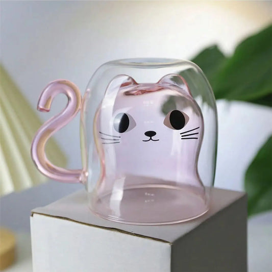 Patexy™ 1Pc, Cup Coffee Cartoon Kitten Glass Coffee Mug