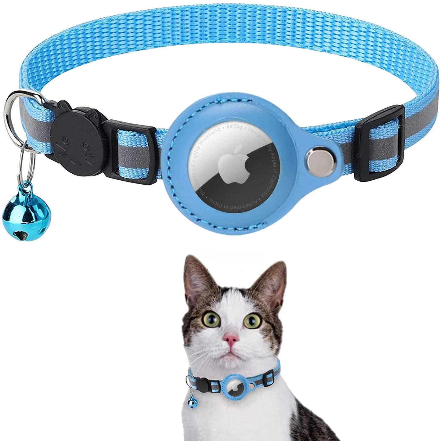 Anti-Lost AirTag Pet Collar – Reflective Protective Cover with Bell