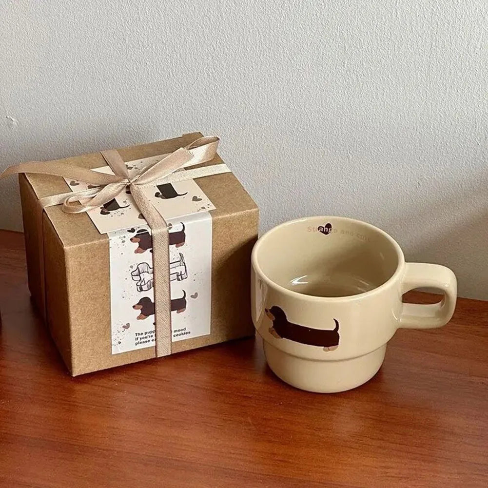 1/2Pcs Dachshunds Dog Cute Coffee Ceramic Cup 