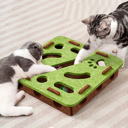 Patexy™ Interactive Felt Cat Puzzle Box – Maze Tunnel & Bell Ball Toy for Indoor Cats