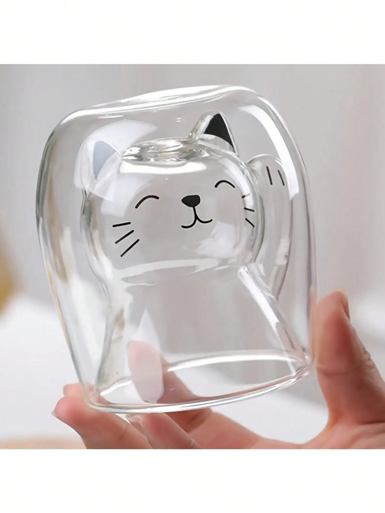 Patexy™ 1Pc, Cup Coffee Cartoon Kitten Glass Coffee Mug