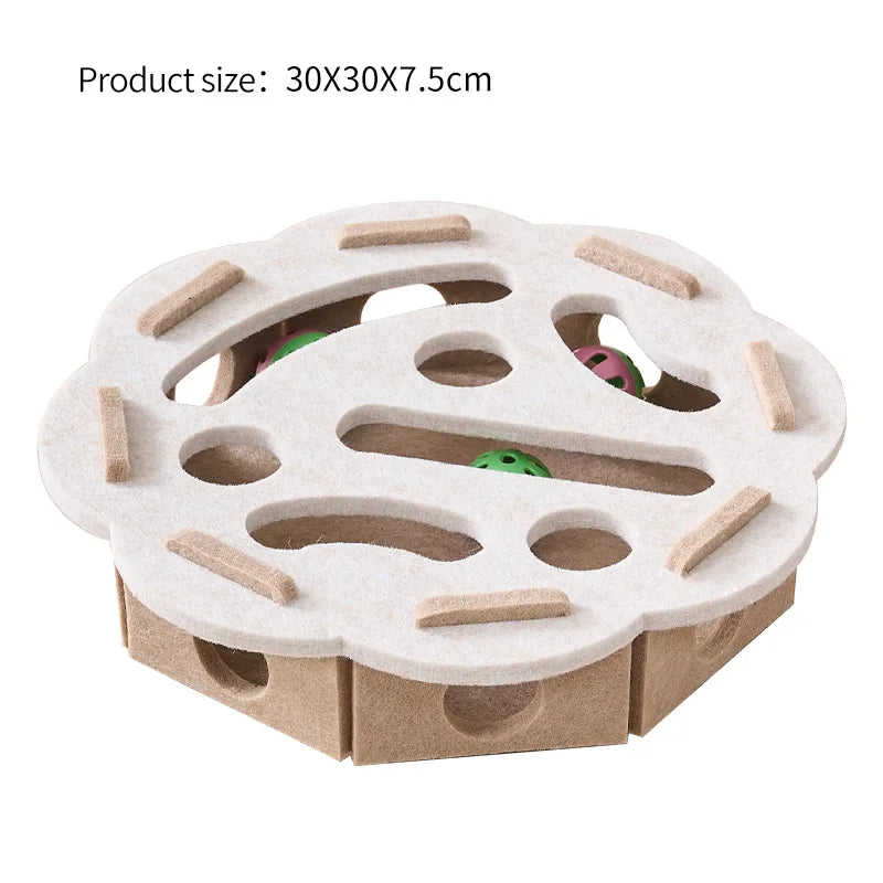 Patexy™ Interactive Felt Cat Puzzle Box – Maze Tunnel & Bell Ball Toy for Indoor Cats