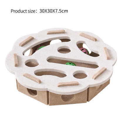 Patexy™ Interactive Felt Cat Puzzle Box – Maze Tunnel & Bell Ball Toy for Indoor Cats