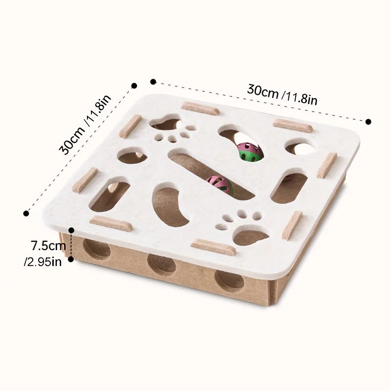 Patexy™ Interactive Felt Cat Puzzle Box – Maze Tunnel & Bell Ball Toy for Indoor Cats