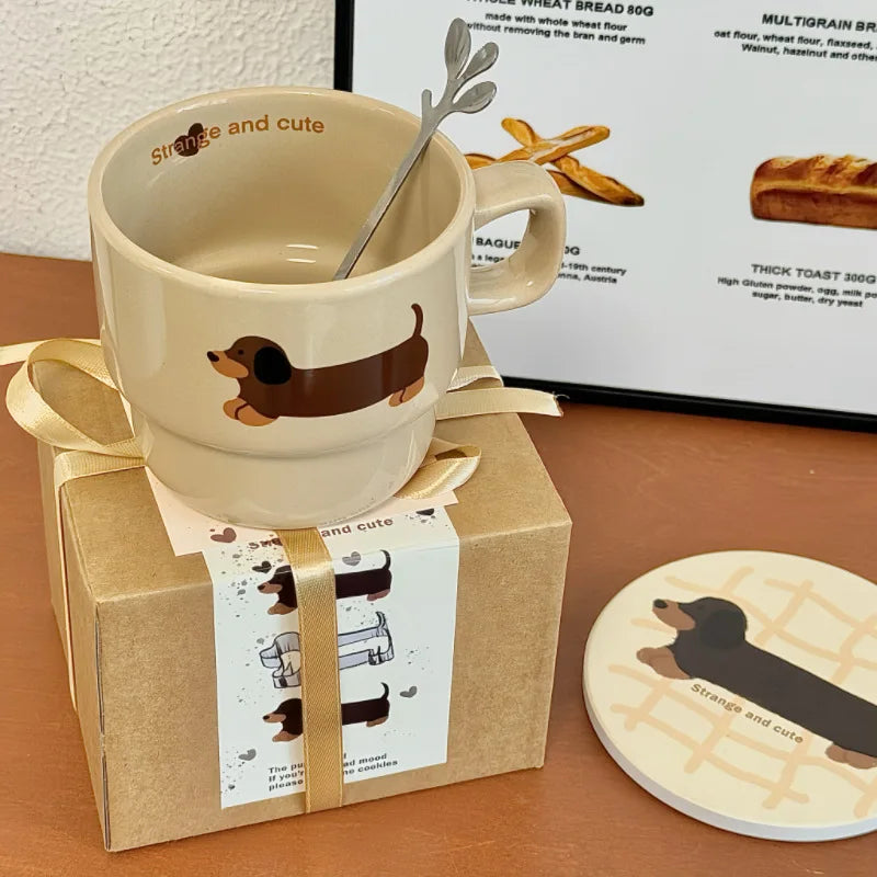 1/2Pcs Dachshunds Dog Cute Coffee Ceramic Cup 