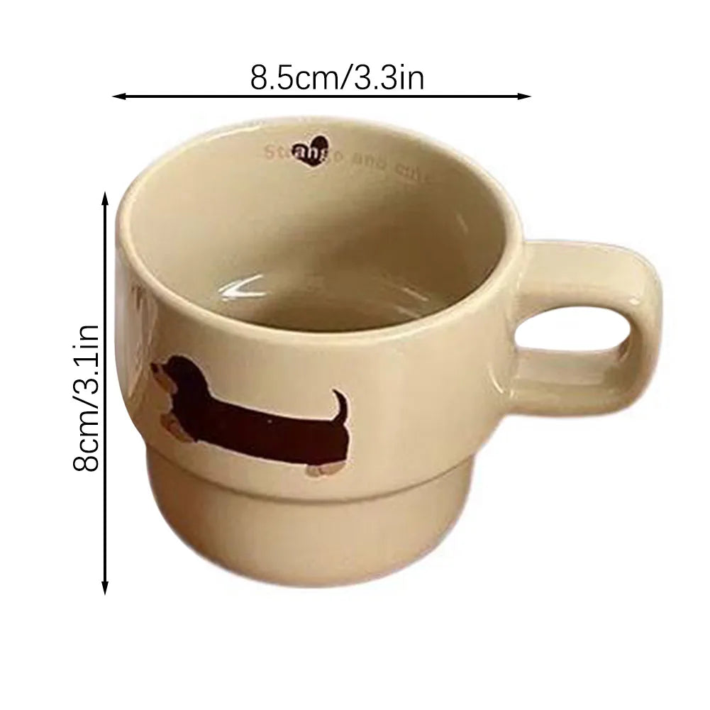 1/2Pcs Dachshunds Dog Cute Coffee Ceramic Cup 