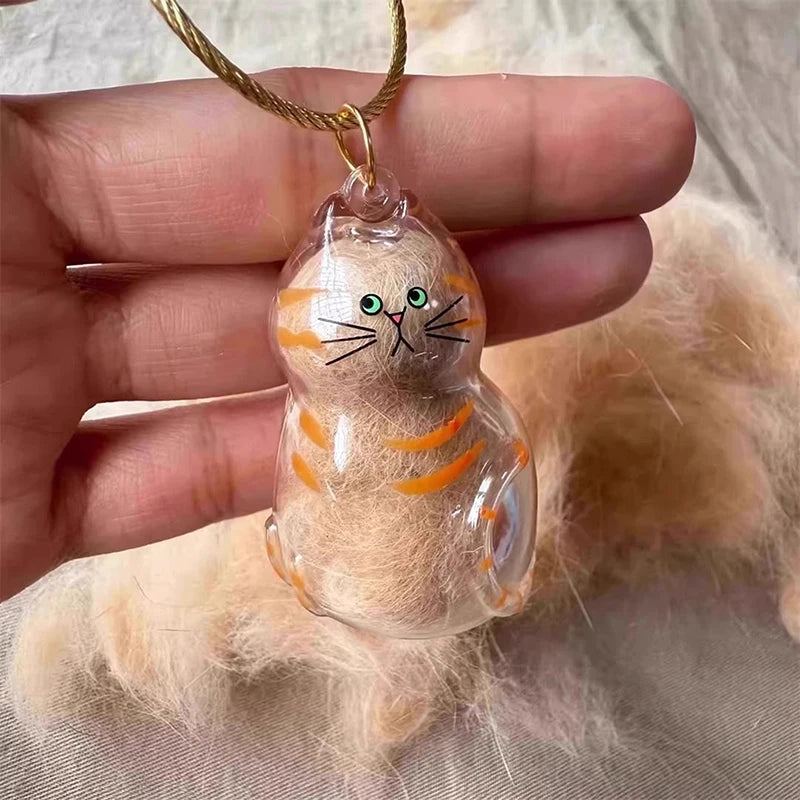 Patexy™Cat Memorial Keychain - Handmade Pet Hair Keepsake & Storage Container