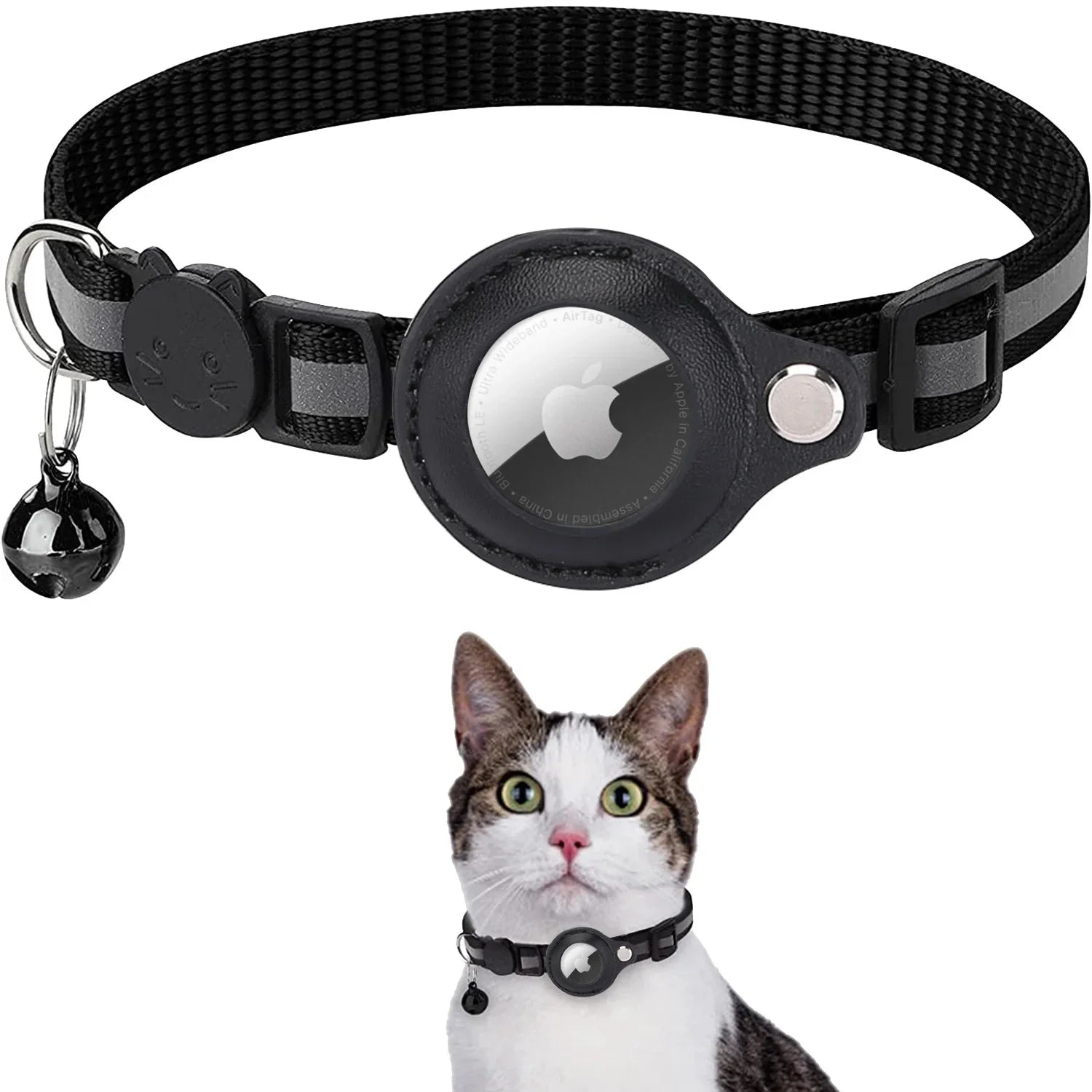 Anti-Lost AirTag Pet Collar – Reflective Protective Cover with Bell