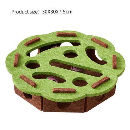 Patexy™ Interactive Felt Cat Puzzle Box – Maze Tunnel & Bell Ball Toy for Indoor Cats