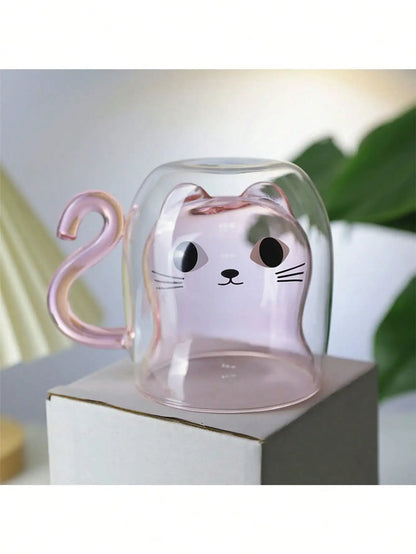 Patexy™ 1Pc, Cup Coffee Cartoon Kitten Glass Coffee Mug