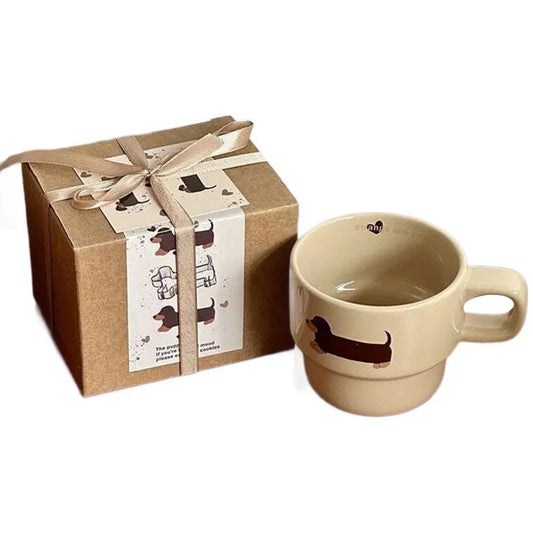 1/2Pcs Dachshunds Dog Cute Coffee Ceramic Cup 